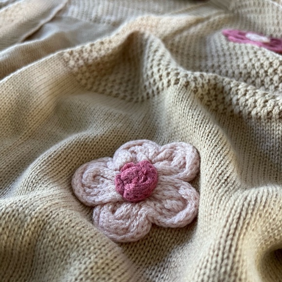 Floral Embellished Beige Sweater - Picture 3 of 6